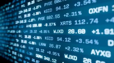 Fiyatlar ve mavi değişimler ile ticaret kurulu. Borsa ve borsa, yatırım, risk, uçucu, büyüme, piyasa verileri. 3 Boyutlu Canlandırma