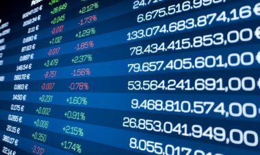 Kripto para birimleri ve Bitcoin, Ethereum, Ripple ve daha fazlası için fiyat bilgileriyle dolu bir pano. Engelleme teknolojisi, iş, yatırım, ticaret. 3B illüstrasyon
