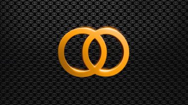 Düğün sembolü, evlilik işareti altın. İki altın yüzük, insanlar arasındaki evlilik sembolü, erkek ve kadın, iki kadın veya iki erkek. 3 Boyutlu Canlandırma