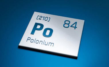 Polonyum, periyodik tablo elementi. Bilim, metal, kimyasal element, yapı, atom ağırlığı, atom numarası. 3B illüstrasyon