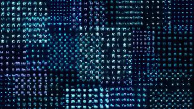 Şifreleme, rastgele kod ve işaretler, bilgisayar dili, bilgisayar suçları. Bitler ve baytlar, sistem, arıza, problem, bilim, teknoloji. 3 Boyutlu Canlandırma