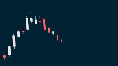 Mum çubuğu şeması yükseliyor, borsa ve borsa, analiz. Ticaret, strateji, yatırım, büyüme, iş, uçucu, risk, başarı. 2 Boyutlu Canlandırma