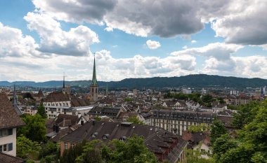 İsviçre 'nin Zürih kentinin yukarısından görüntüle.