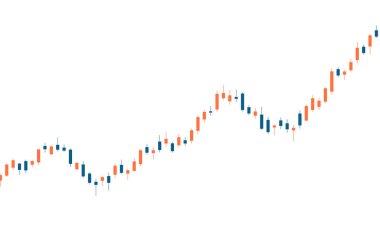 Yükselen mum çubuğu grafiği, borsa konsepti, analiz. Ticaret, yatırım, iş, uçucu, risk, başarı.
