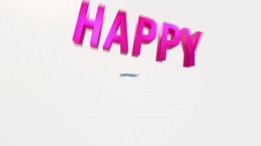 Doğum günün kutlu olsun, ortaya çık. Doğum günü partisi, kutlama, eğlence, mutluluk. 3 Boyutlu Canlandırma