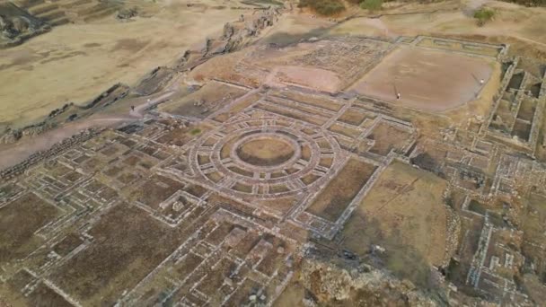 Vue Aérienne Par Drone Des Ruines Circulaires Incas Sacsayhuaman Cusco — Video