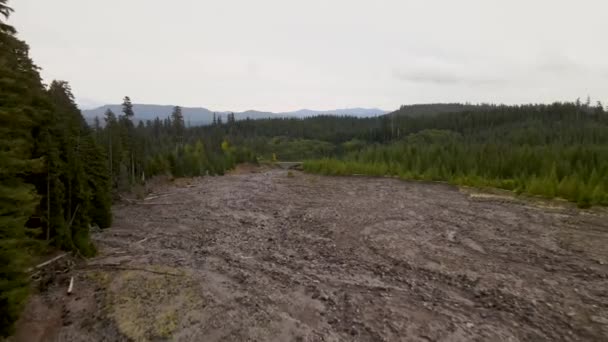 Εναέρια Drone Άποψη Βραχώδη Λάβα Κοίτη Του Ποταμού Στο Mount — Αρχείο Βίντεο