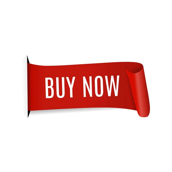 Acheter Maintenant Dessin Bannière Rouge Sur Fond Blanc Vecteur — Image vectorielle