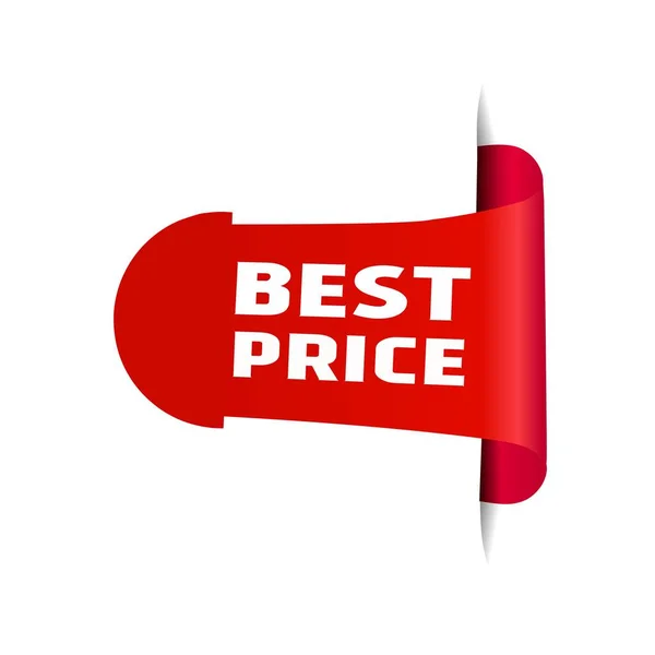 Melhor Ícone Etiqueta Preço Modelo Banner Vermelho — Vetor de Stock