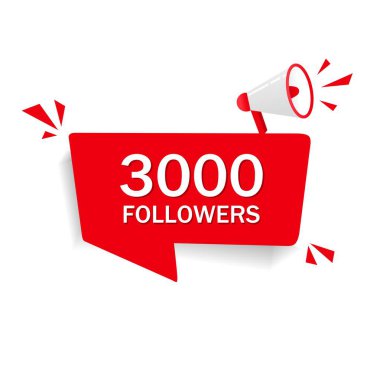 Sosyal medya paylaşımı için 3000 takipçi tasarımı. Aboneler, takipçiler ve beğeni sahipleri için teşekkürler..