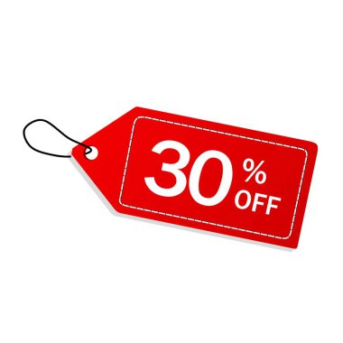 Pankart şablonunda% 30 indirim var. Satılık, promosyon, reklam. Düz biçim vektör illüstrasyonu.