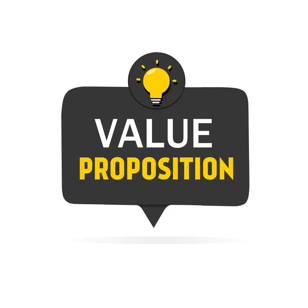 Value Proposition Banner Sms Met Gloeilamp Vector Illustratie Geïsoleerde Witte — Stockvector