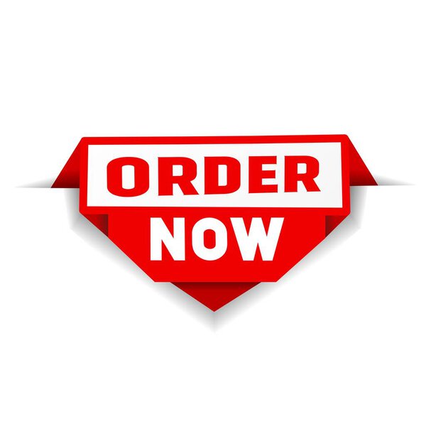 Заказать сейчас шаблон баннера. Новая концепция прибытия. Векторная иллюстрация в плоском стиле на белом фоне.