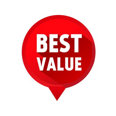 En değerli afiş. Kırmızı Web konuşma balonu ikonu tasarımı. Beyaz arkaplanda vektör illüstrasyonu.