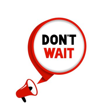 Bekleme. Megafon bayrağı. iş konsepti tasarım vektör çizimi.