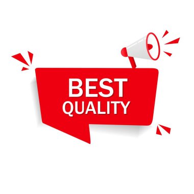 En iyi kalite pankart. Megafon ikonuyla en iyi kalite. vektör.