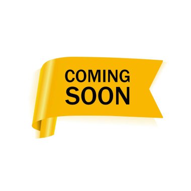 Coming soon banner vector design. Promotion or announcement label for store, business, advertising, marketing. clipart