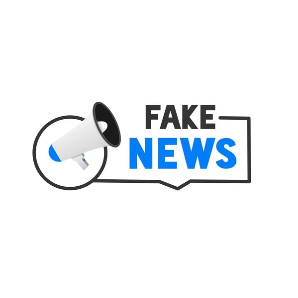 Fake News Banner Design Badge Icon Megaphone False Information Vector — Stock Vector