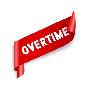 Fazla mesai mesajlaşması kurdele tasarımı. Beyaz arkaplanda vektör illüstrasyonu.