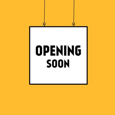 Yakında pankart şablon tasarımı açılacak. poster asmak. vektör illüstrasyonu.