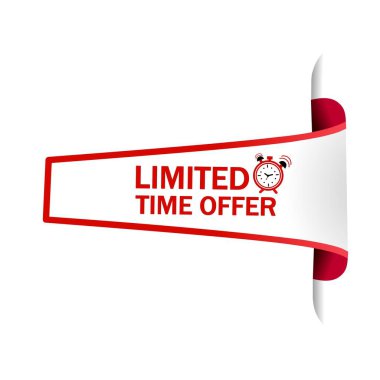 Modern vektör bayrak kurdelesi sınırlı zaman satışı ya da özel anlaşma tasarımı sunar. İş konsepti. Düz vektör.