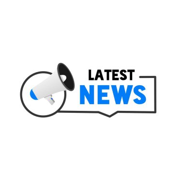 Son haberler megafon etiketi. Günlük bilgiler. Düz vektör.