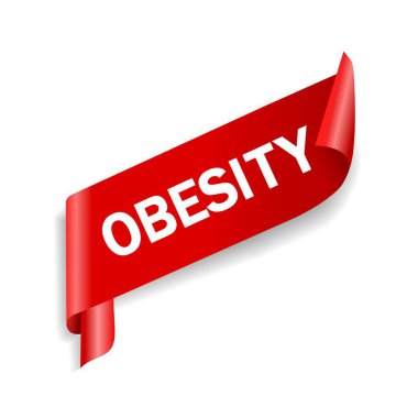 Obezite kelimesi metin afişi şablonu yazıyor. Düz vektör şablonu.