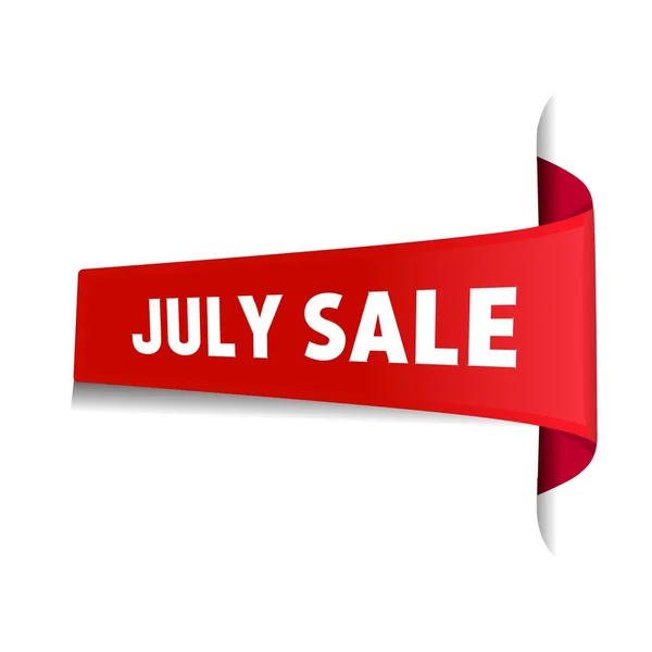 July Sale Red Ribbon Design Banner Vector Announcement Design Element — Stock vektor