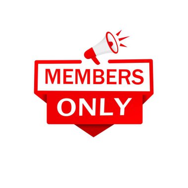 Members only. Badge icon megaphone. business concept. Vector illustration isolated on white background. announcement design element.