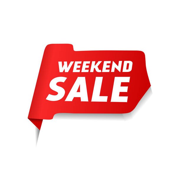 Weekend sale. red label design. New Offer and Shopping Discount. announcement design element.