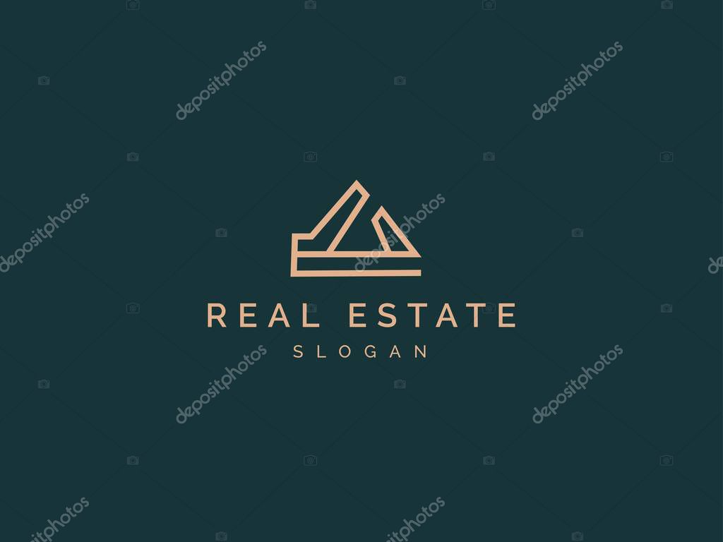 Real estate logo modern style line art simple vector. House Architecture Building Logo design icon. Can be use for marketing, property, apartment or company business.