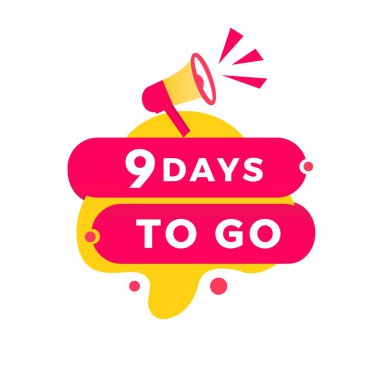 Megafonla geri sayım pankartına 9 gün kaldı. Modern tasarım günleri geride kaldı. Teklif zamanı satış duyurusu vektör ilülasyonu.