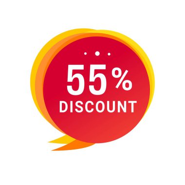 Yüzde 55 indirimli konuşma balonu ikonu. Reklam ve iş için indirimli reklam duyurusu. vektör tasarımı