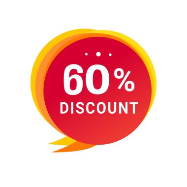 % 60 indirimli konuşma balonu ikonu. Reklam ve iş için indirimli reklam duyurusu. vektör tasarımı