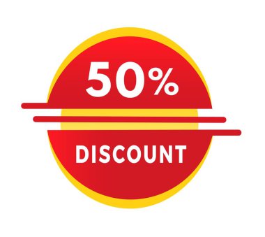 % 50 indirim, etiket tasarımı. Reklam, iş ve pazarlama için indirimli reklam duyurusu. vektör illüstrasyonu.