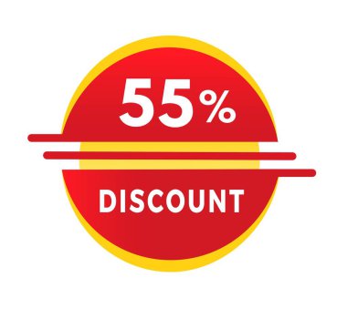 Yüzde 55 indirim, etiket tasarımı. Reklam, iş ve pazarlama için indirimli reklam duyurusu. vektör illüstrasyonu.