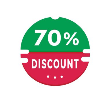% 70 indirim etiketi ikonu. Reklam için indirimli reklam duyurusu, özel teklif. Modern vektör 