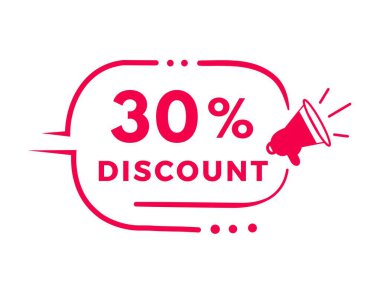 % 30 indirimli rozet tasarımı. Reklam ve pazarlama için indirimli reklam duyurusu. Modern vektör