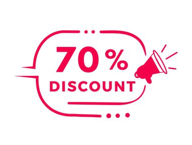 % 70 indirimli rozet tasarımı. Reklam ve pazarlama için indirimli reklam duyurusu. Modern vektör 