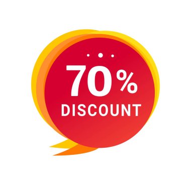 % 70 indirimli konuşma balonu tasarımı. Reklam ve iş için indirimli reklam. biçim vektör tasarım şablonu.