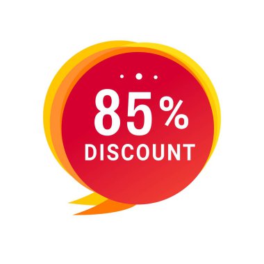% 85 indirimli konuşma balonu tasarımı. Reklam ve iş için indirimli reklam. vektör tasarım şablonu.
