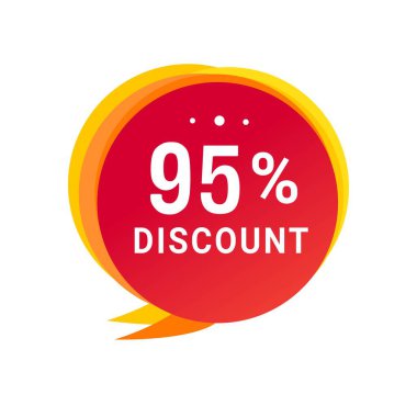 % 95 indirimli konuşma balonu tasarımı. Reklam ve iş için indirimli reklam. vektör tasarım şablonu.