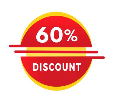 % 60 indirim, etiket tasarımı. Reklam ve iş için indirimli reklam duyurusu. Modern biçim vektör tasarımı