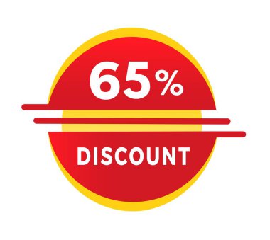 % 65 indirim, etiket tasarımı. Reklam ve iş için indirimli reklam duyurusu. vektör tasarımı