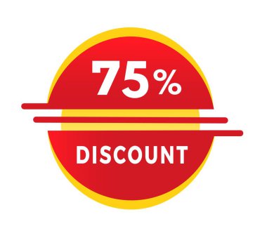 % 75 indirim, etiket tasarımı. Reklam ve iş için indirimli reklam duyurusu. vektör tasarımı.