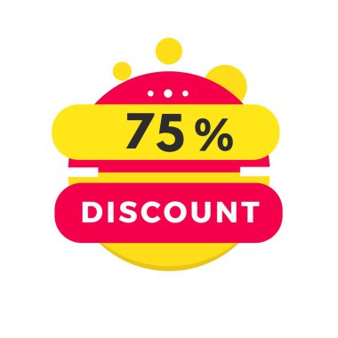 % 75 indirimli etiket tasarımı. Reklam ve iş için indirimli reklam duyurusu. vektör illüstrasyonu.