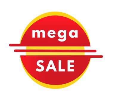 Mega satış, afiş, etiket simgesi. Duyuru ya da reklam için tasarlandı. Modern biçim vektör işareti.