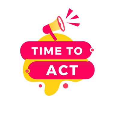 Modern tarz kırmızı etiketi megafonla kullanma zamanı. Duyuru için vektör illüstrasyon tasarımı.