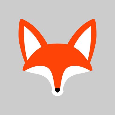 Şirin tilki, soyut minimalist tilki, çizgi film tilkisi, tilki kafası