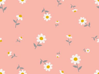 Sevimli papatya çiçeği bebekler ve çocuklar için pürüzsüz pembe arkaplan